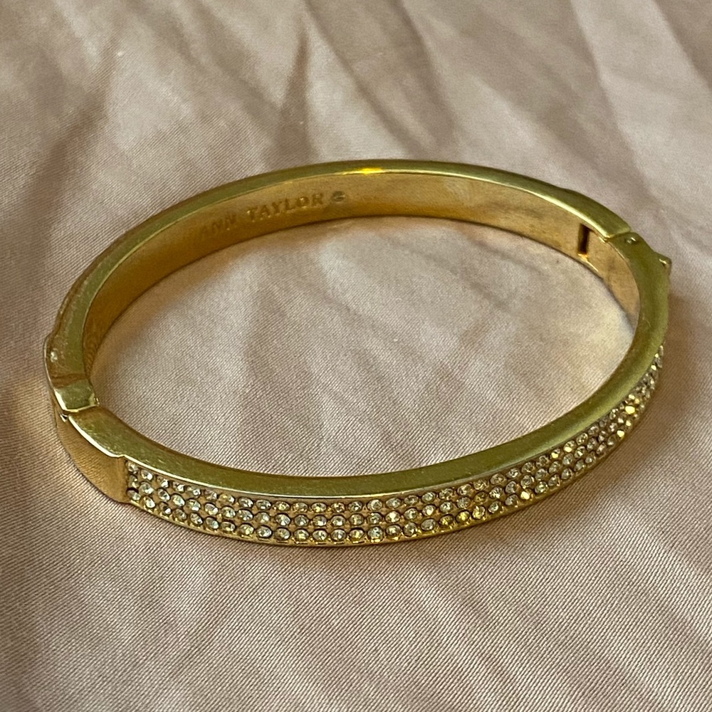Ann Taylor Gold Tone Cubic Zirconia Cuff Bracelet
